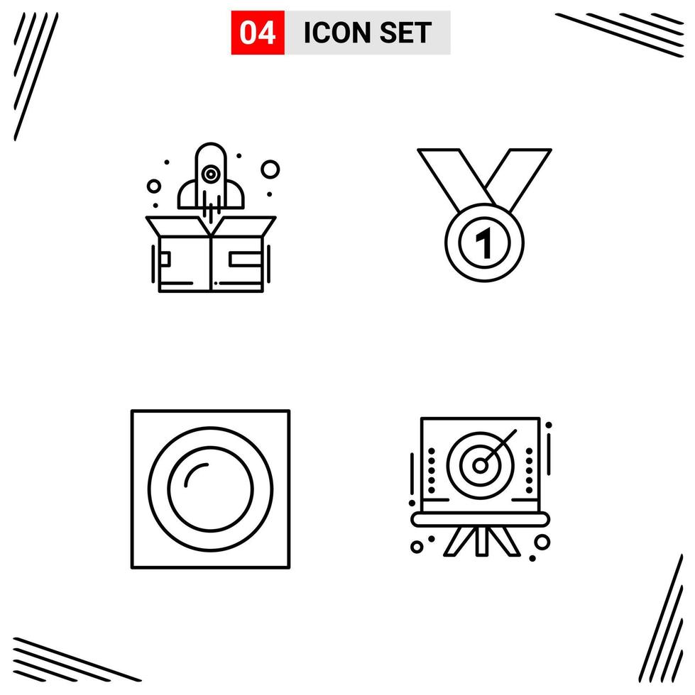 4 Icons Line Style Grid Based Creative Outline Symbols for Website Design Simple Line Icon Signs Isolated on White Background 4 Icon Set vector