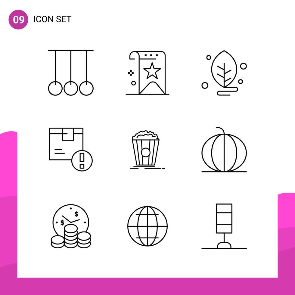 paquete de conjunto de iconos de contorno de 9 iconos de línea aislados en fondo blanco para aplicaciones móviles y de impresión de diseño de sitios web receptivos vector