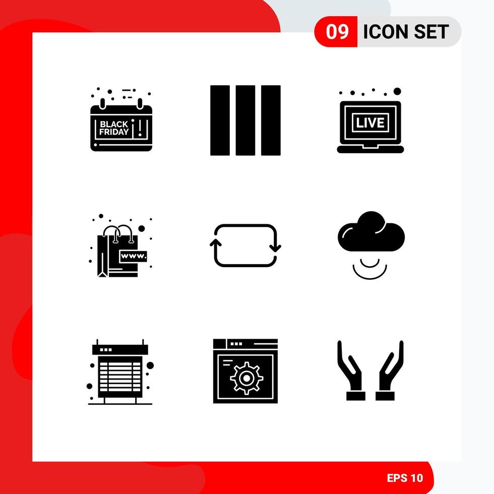 Set of 9 Modern UI Icons Symbols Signs for sets front live back web Editable Vector Design Elements