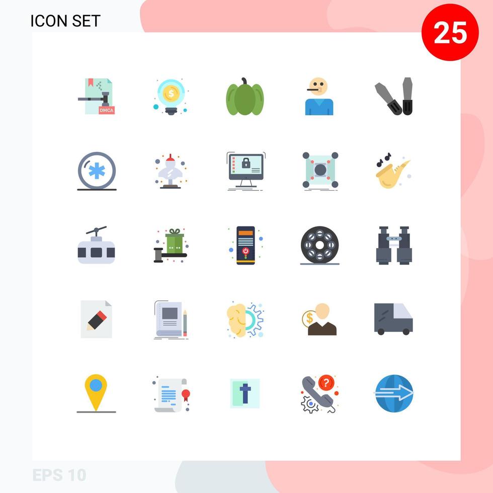 Pack of 25 creative Flat Colors of mechanic support money service avatar Editable Vector Design Elements