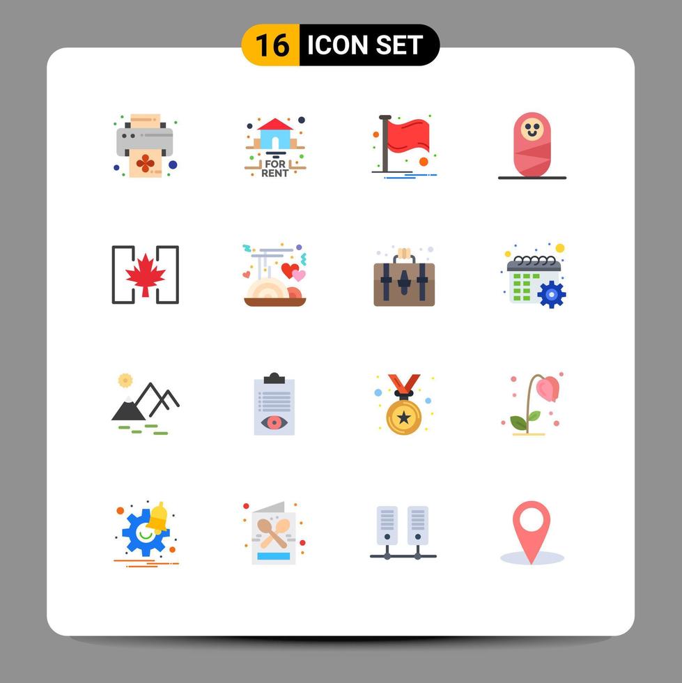 16 Flat Color concept for Websites Mobile and Apps chopstick canada flag autumn human Editable Pack of Creative Vector Design Elements