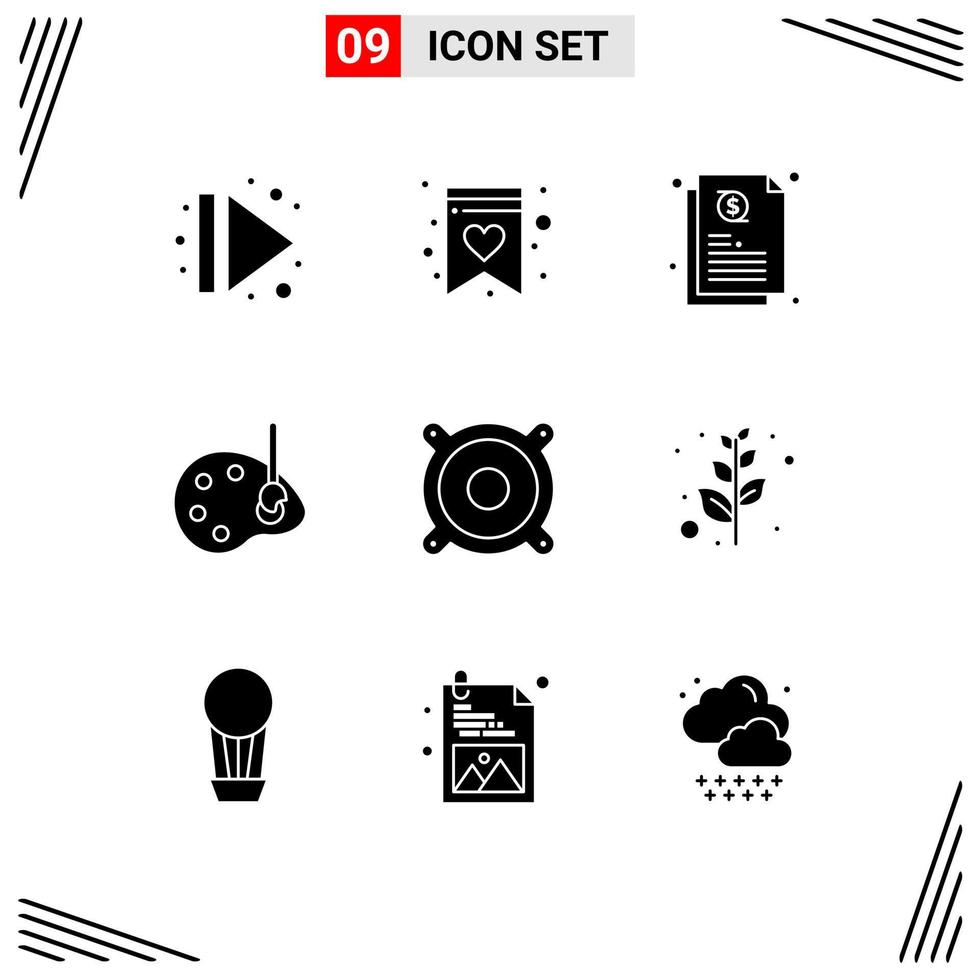 9 Creative Icons Modern Signs and Symbols of branch music investment devices drawing Editable Vector Design Elements