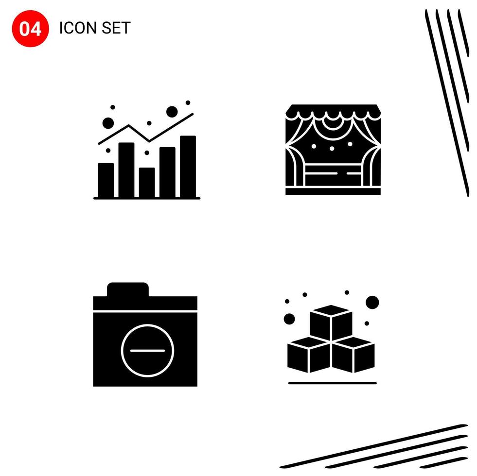 Collection of 4 Vector Icons in solid style Pixle Perfect Glyph Symbols for Web and Mobile Solid Icon Signs on White Background 4 Icons