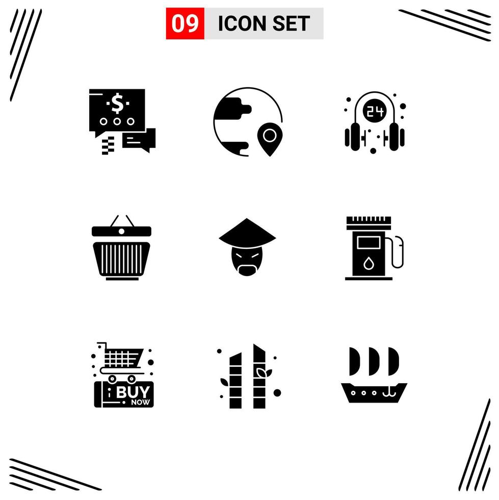 Stock Vector Icon Pack of 9 Line Signs and Symbols for emperor shopping headphone retail supporter Editable Vector Design Elements