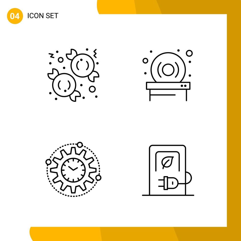 4 Icon Set Line Style Icon Pack Outline Symbols isolated on White Backgound for Responsive Website Designing vector