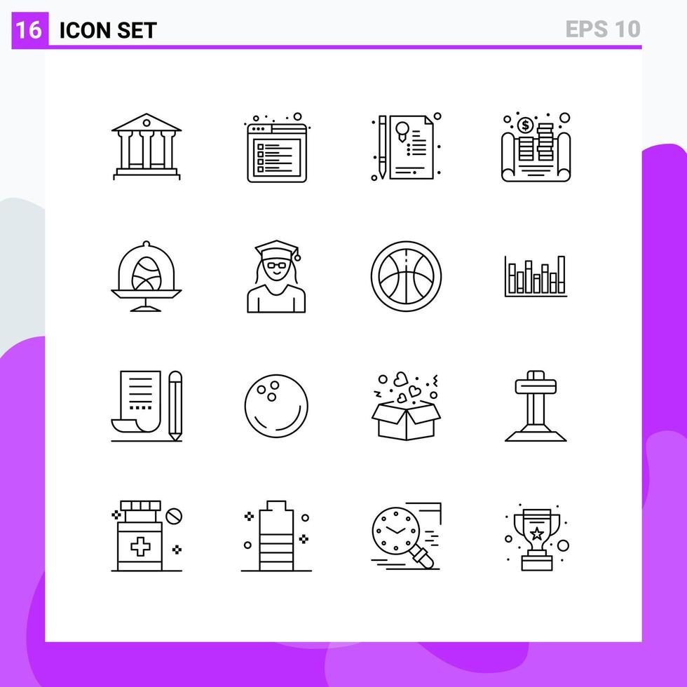 16 Creative Icons Modern Signs and Symbols of egg asset certificate money cash Editable Vector Design Elements