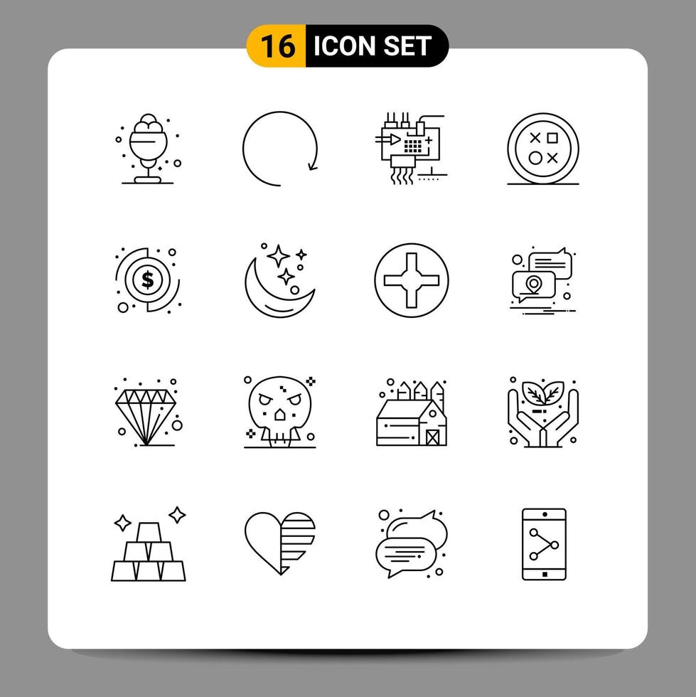 Stock Vector Icon Pack of 16 Line Signs and Symbols for budget round customize development cross Editable Vector Design Elements