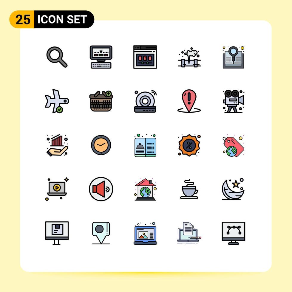 25 Creative Icons Modern Signs and Symbols of research book template waste leak Editable Vector Design Elements