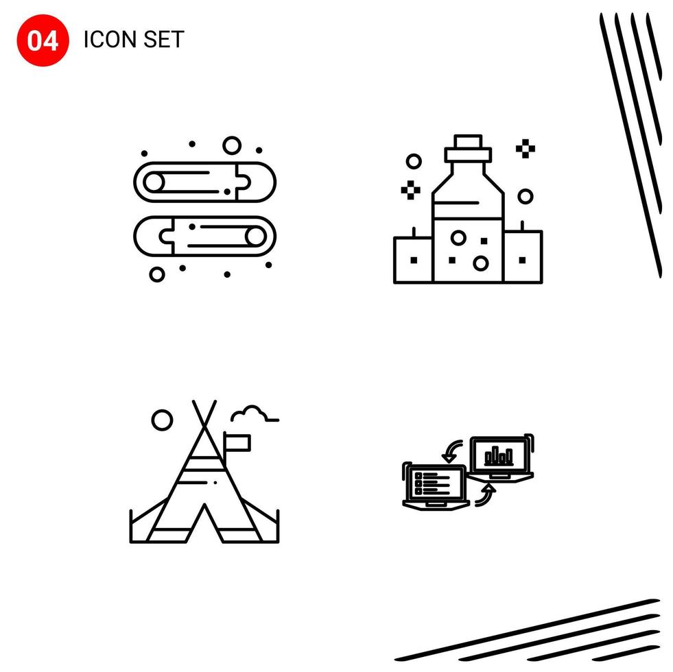 Collection of 4 Vector Icons in Line style Pixle Perfect Outline Symbols for Web and Mobile Line Icon Signs on White Background 4 Icons