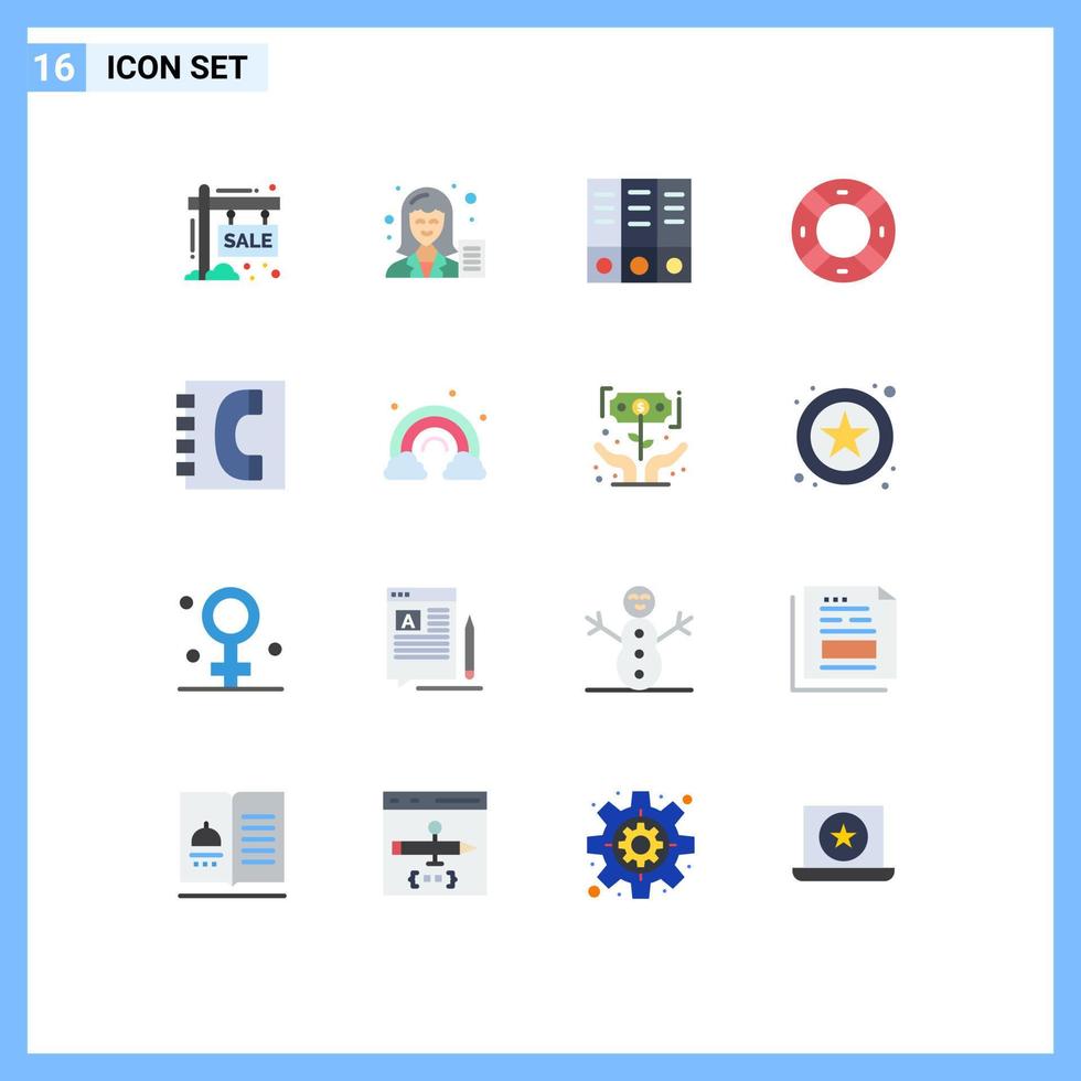 Pictogram Set of 16 Simple Flat Colors of book support female safety documents Editable Pack of Creative Vector Design Elements