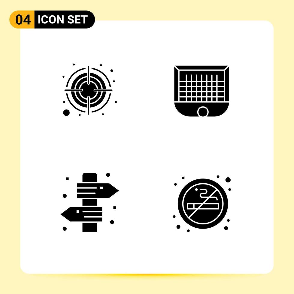 Group of Solid Glyphs Signs and Symbols for focus board target goalpost signboard Editable Vector Design Elements