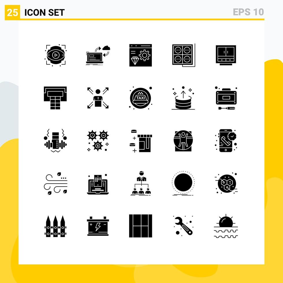 Modern Set of 25 Solid Glyphs Pictograph of socket construction arrows building develop Editable Vector Design Elements