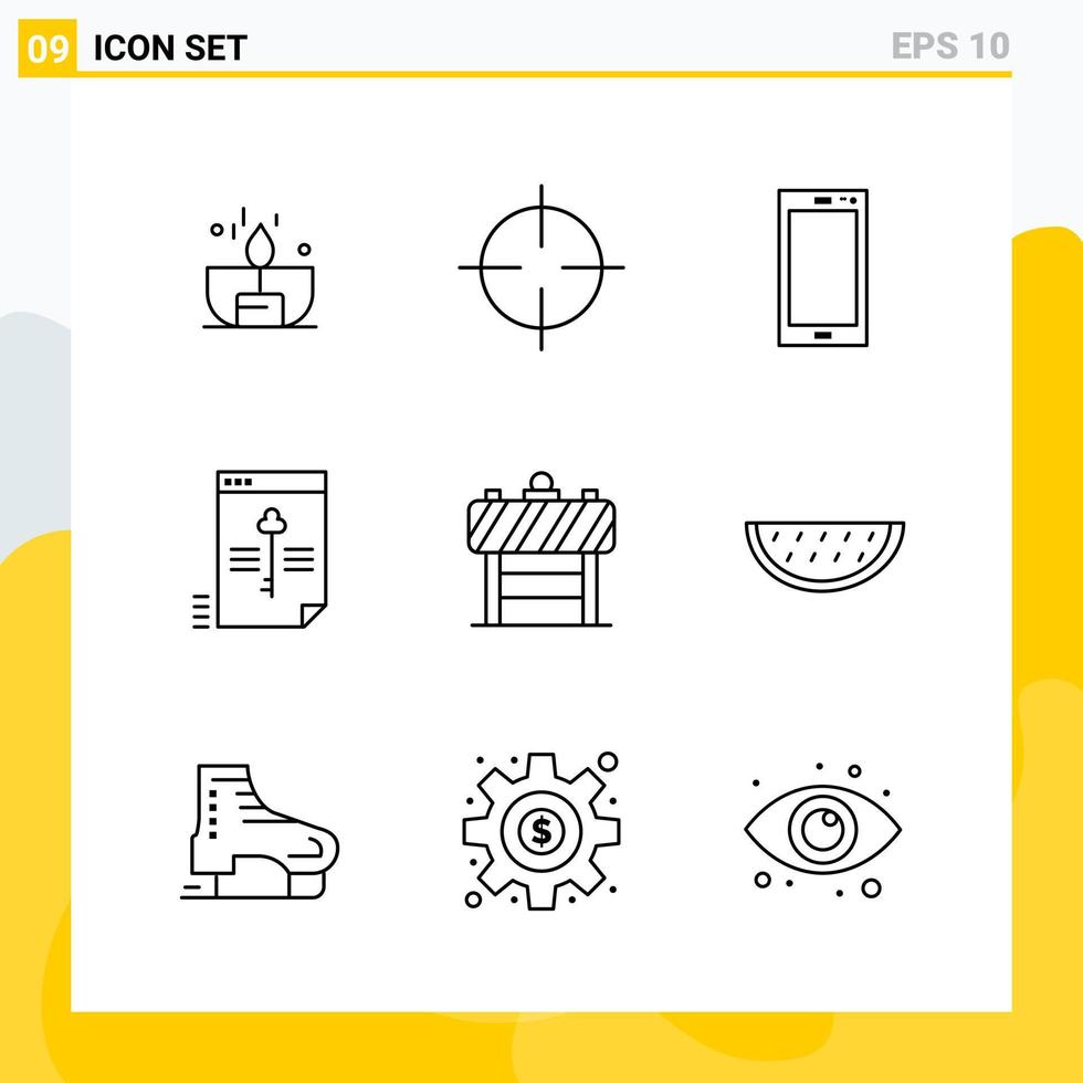 colección de 9 iconos de línea universal conjunto de iconos para web y móvil vector