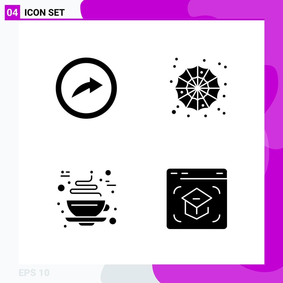 Solid Icon set Pack of 4 Glyph Icons isolated on White Background for Web Print and Mobile vector