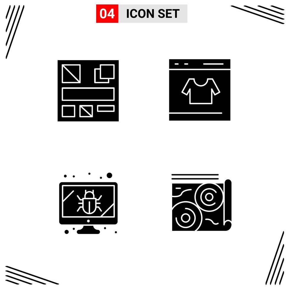 4 Icons Solid Style Grid Based Creative Glyph Symbols for Website Design Simple Solid Icon Signs Isolated on White Background 4 Icon Set vector