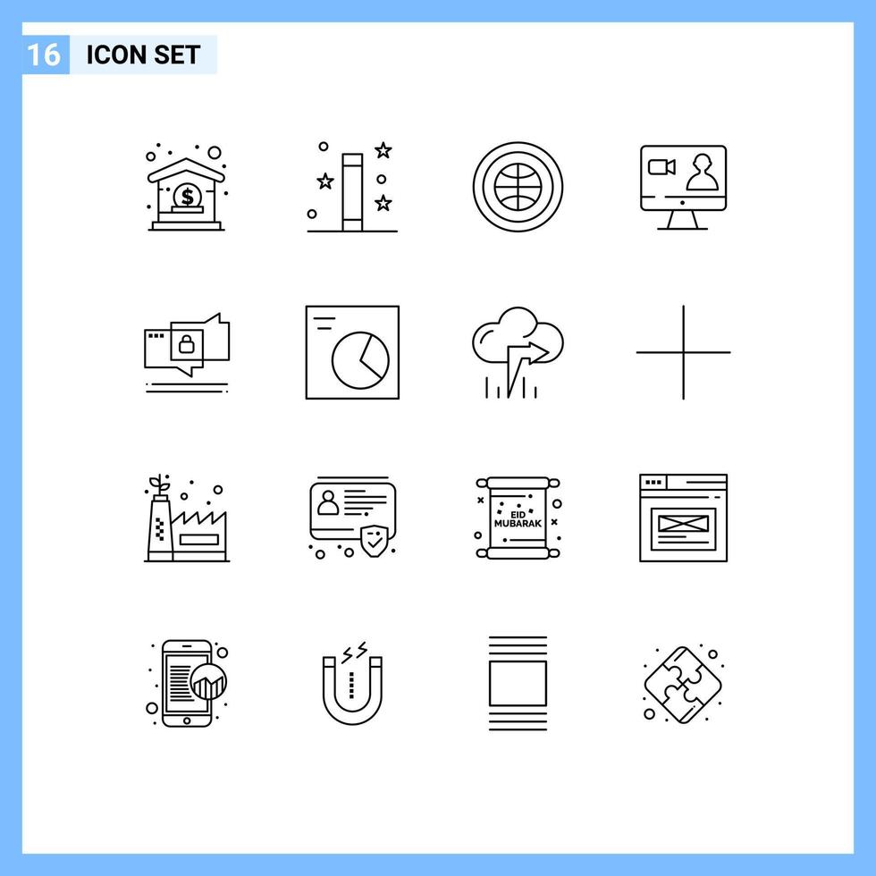 Outline Pack of 16 Universal Symbols of computer search wand job user Editable Vector Design Elements