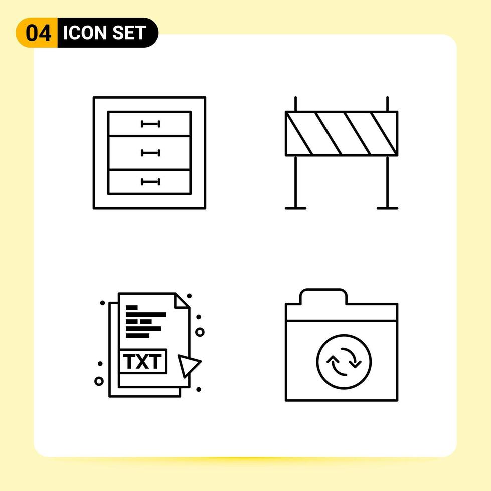 4 Creative Icons for Modern website design and responsive mobile apps 4 Outline Symbols Signs on White Background 4 Icon Pack vector