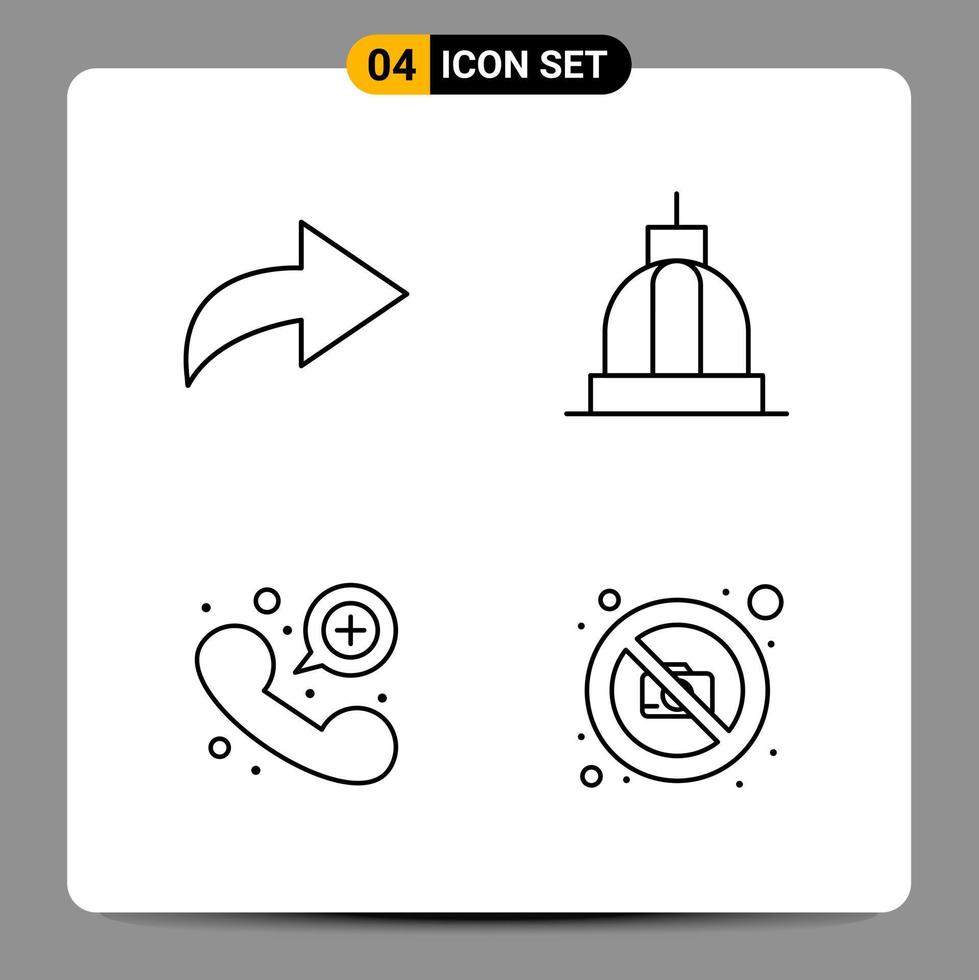 4 Black Icon Pack Outline Symbols Signs for Responsive designs on white background 4 Icons Set vector