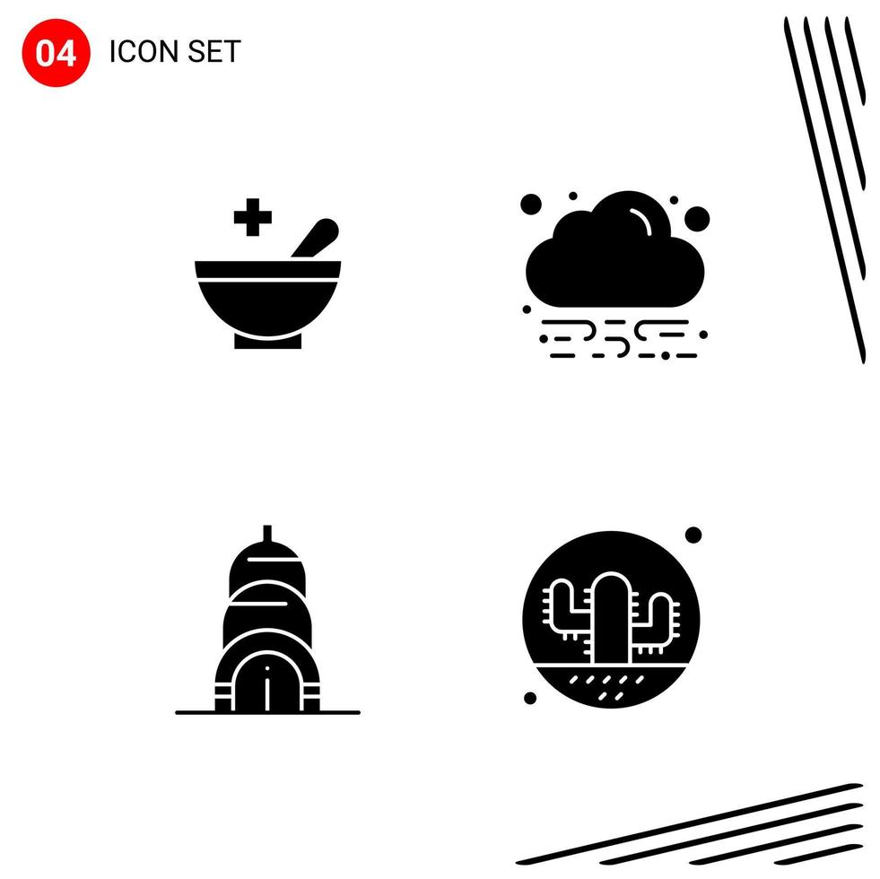 Collection of 4 Vector Icons in solid style Pixle Perfect Glyph Symbols for Web and Mobile Solid Icon Signs on White Background 4 Icons