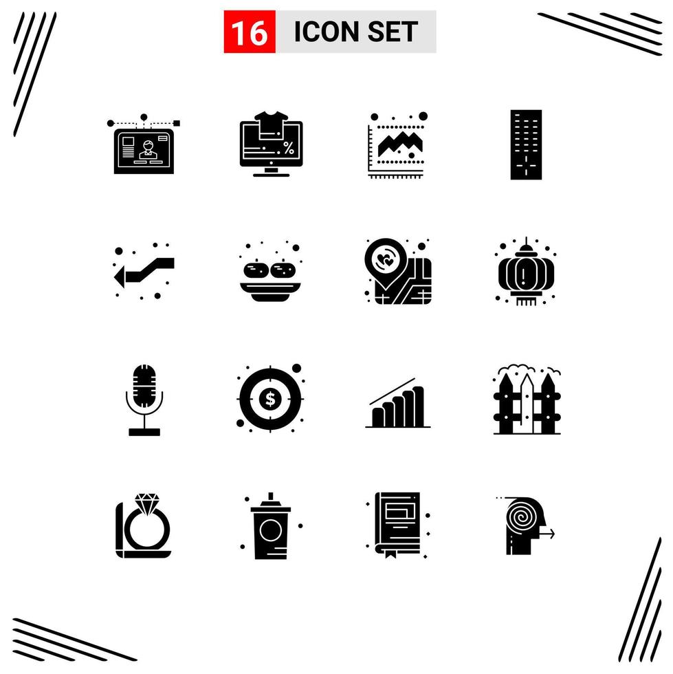 Set of 16 Modern UI Icons Symbols Signs for intersect tv sale remote statistics Editable Vector Design Elements