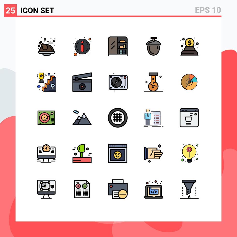 Set of 25 Modern UI Icons Symbols Signs for success money interior donation seeds Editable Vector Design Elements