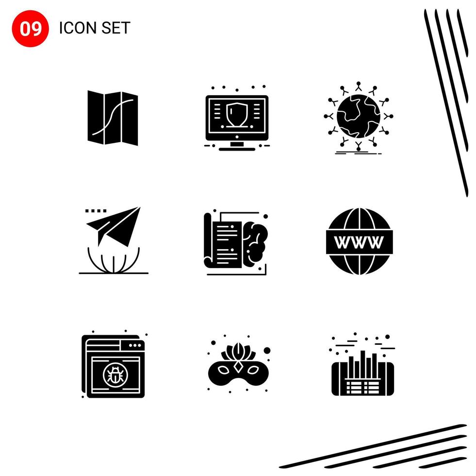 Collection of 9 Vector Icons in solid style Pixle Perfect Glyph Symbols for Web and Mobile Solid Icon Signs on White Background 9 Icons