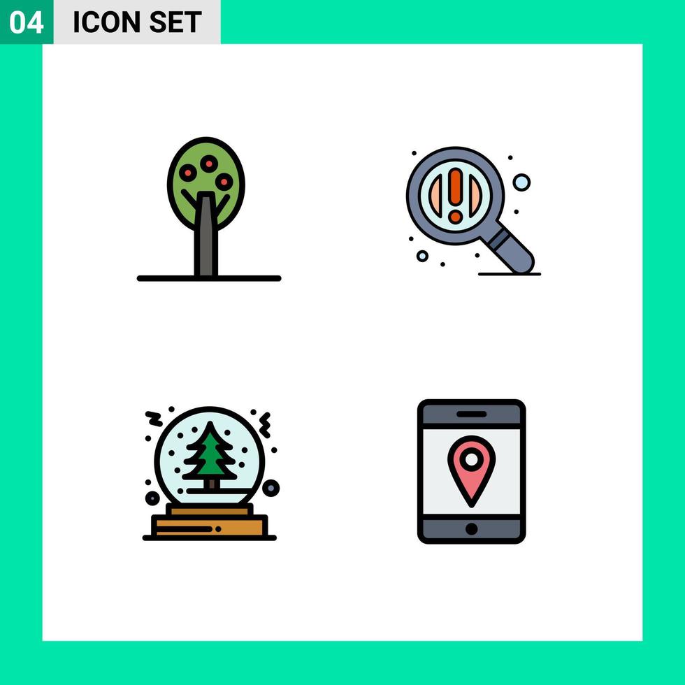4 Universal Filledline Flat Colors Set for Web and Mobile Applications nature tree find christmas maps Editable Vector Design Elements