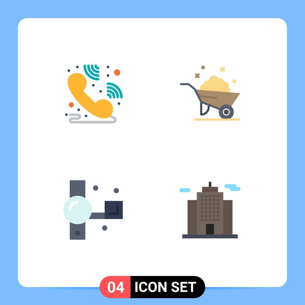 Pictogram Set of 4 Simple Flat Icons of call centre handycam barrow spring video camera Editable Vector Design Elements