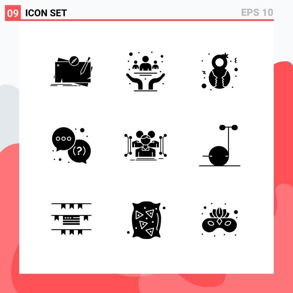 Set of 9 Modern UI Icons Symbols Signs for support question day help genre Editable Vector Design Elements