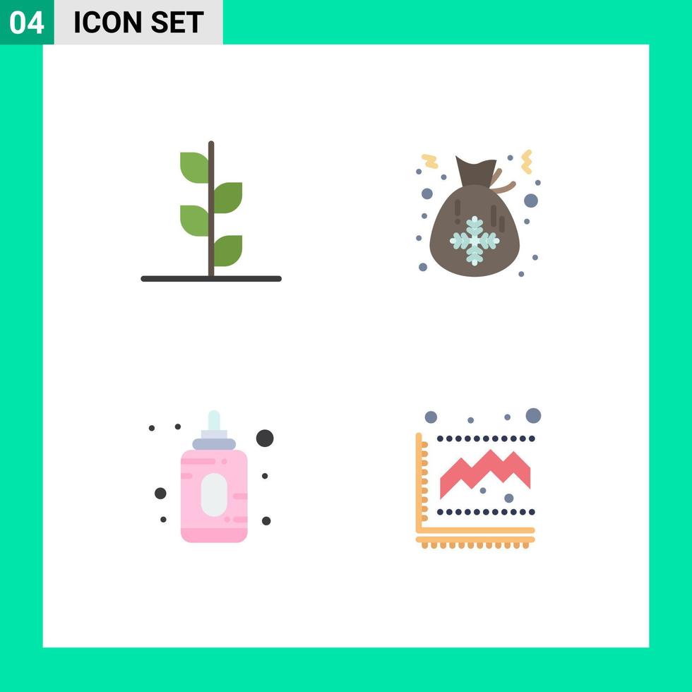 Set of 4 Commercial Flat Icons pack for forest child tree christmas diagram Editable Vector Design Elements