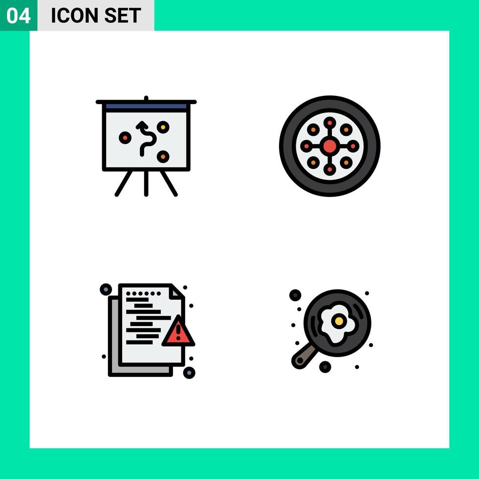 Modern Set of 4 Filledline Flat Colors Pictograph of board network christmas shield security Editable Vector Design Elements