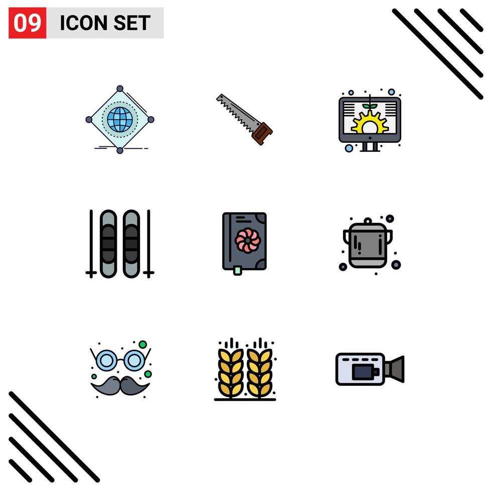 Stock Vector Icon Pack of 9 Line Signs and Symbols for book sky construction ice investment Editable Vector Design Elements