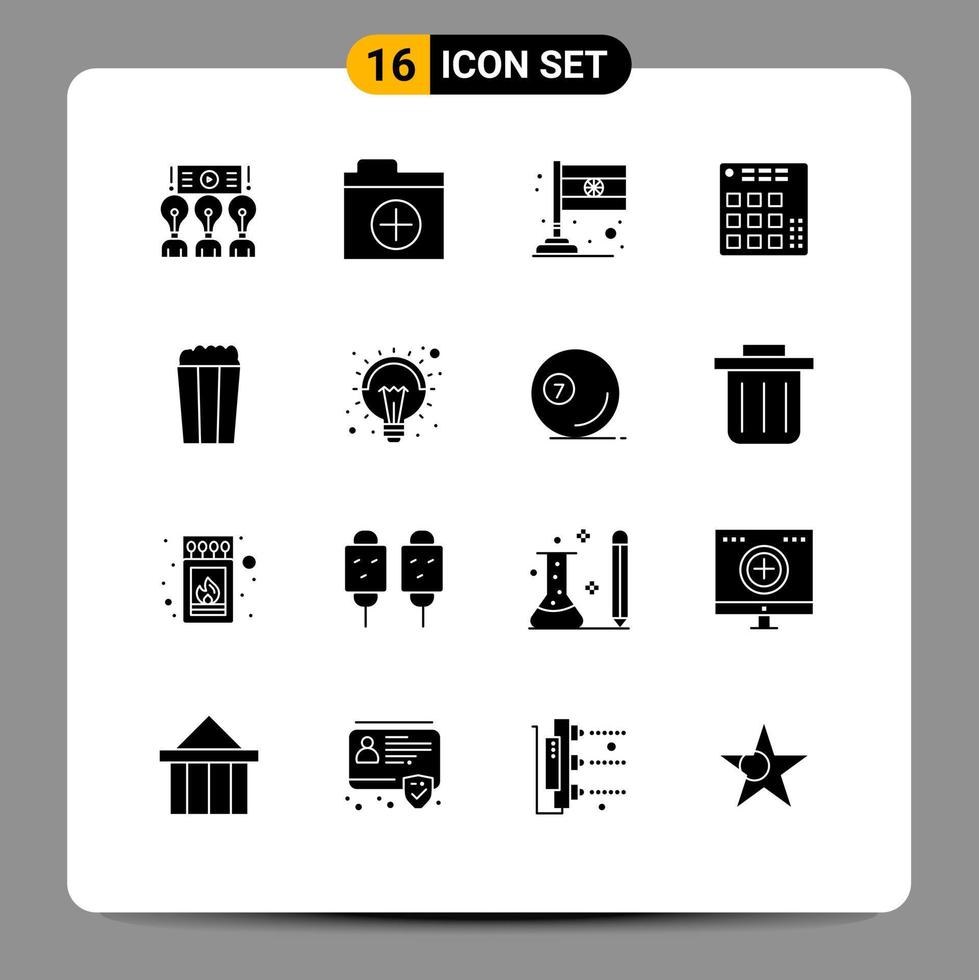 Pictogram Set of 16 Simple Solid Glyphs of corn mixer country live controller Editable Vector Design Elements