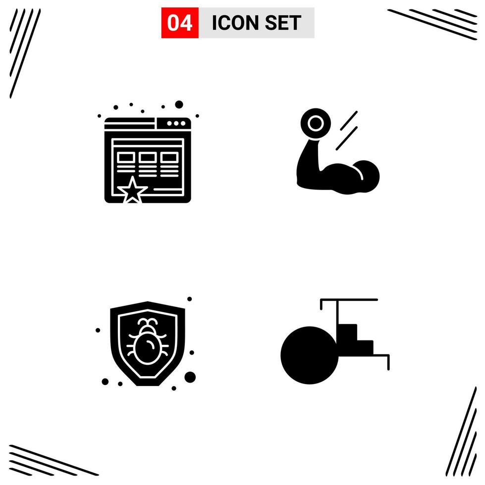 4 Icons Solid Style Grid Based Creative Glyph Symbols for Website Design Simple Solid Icon Signs Isolated on White Background 4 Icon Set vector