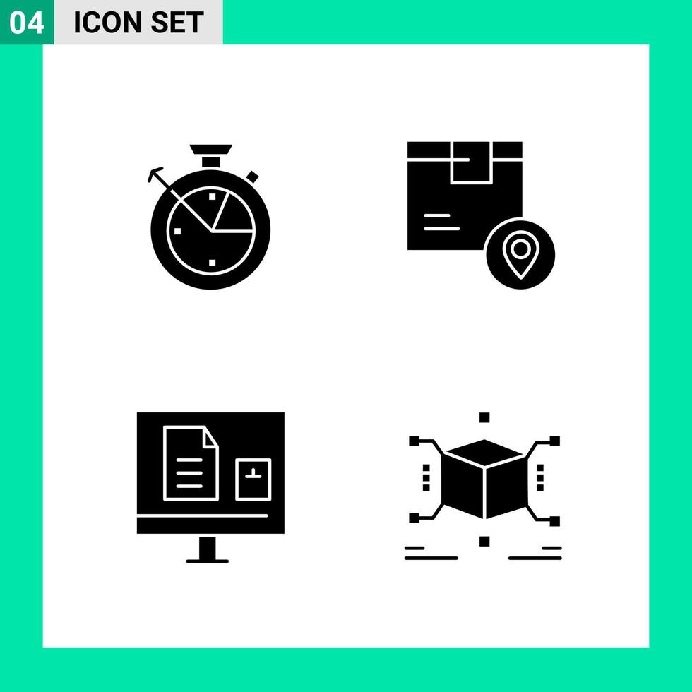 Pack of 4 Solid Style Icon Set Glyph Symbols for print Creative Signs Isolated on White Background 4 Icon Set vector