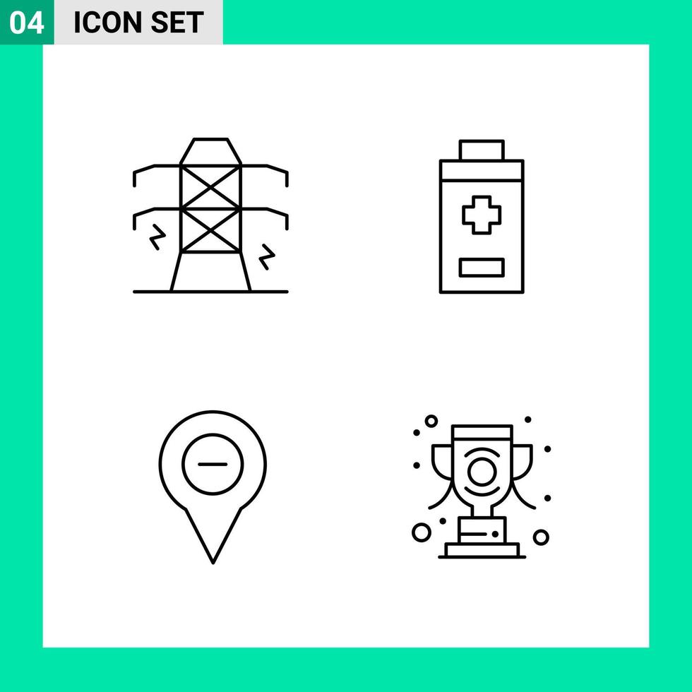 Pack of 4 Line Style Icon Set Outline Symbols for print Creative Signs Isolated on White Background 4 Icon Set vector