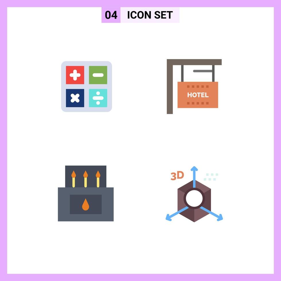 Pack of 4 creative Flat Icons of back to school camp formula holiday nature Editable Vector Design Elements