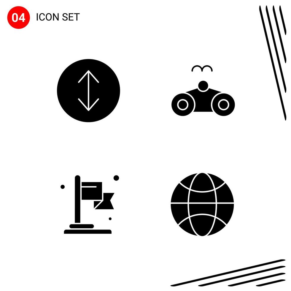 Collection of 4 Vector Icons in solid style Pixle Perfect Glyph Symbols for Web and Mobile Solid Icon Signs on White Background 4 Icons