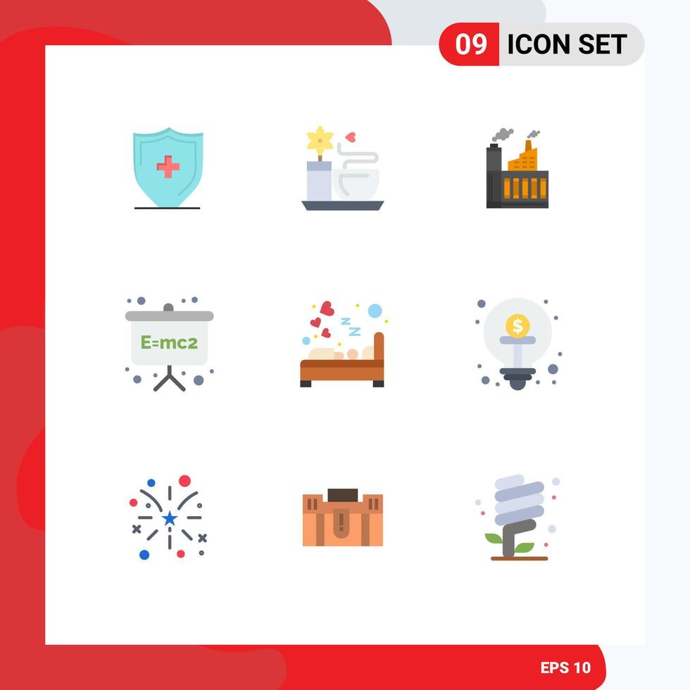 Set of 9 Vector Flat Colors on Grid for heart physics formula building physics board Editable Vector Design Elements