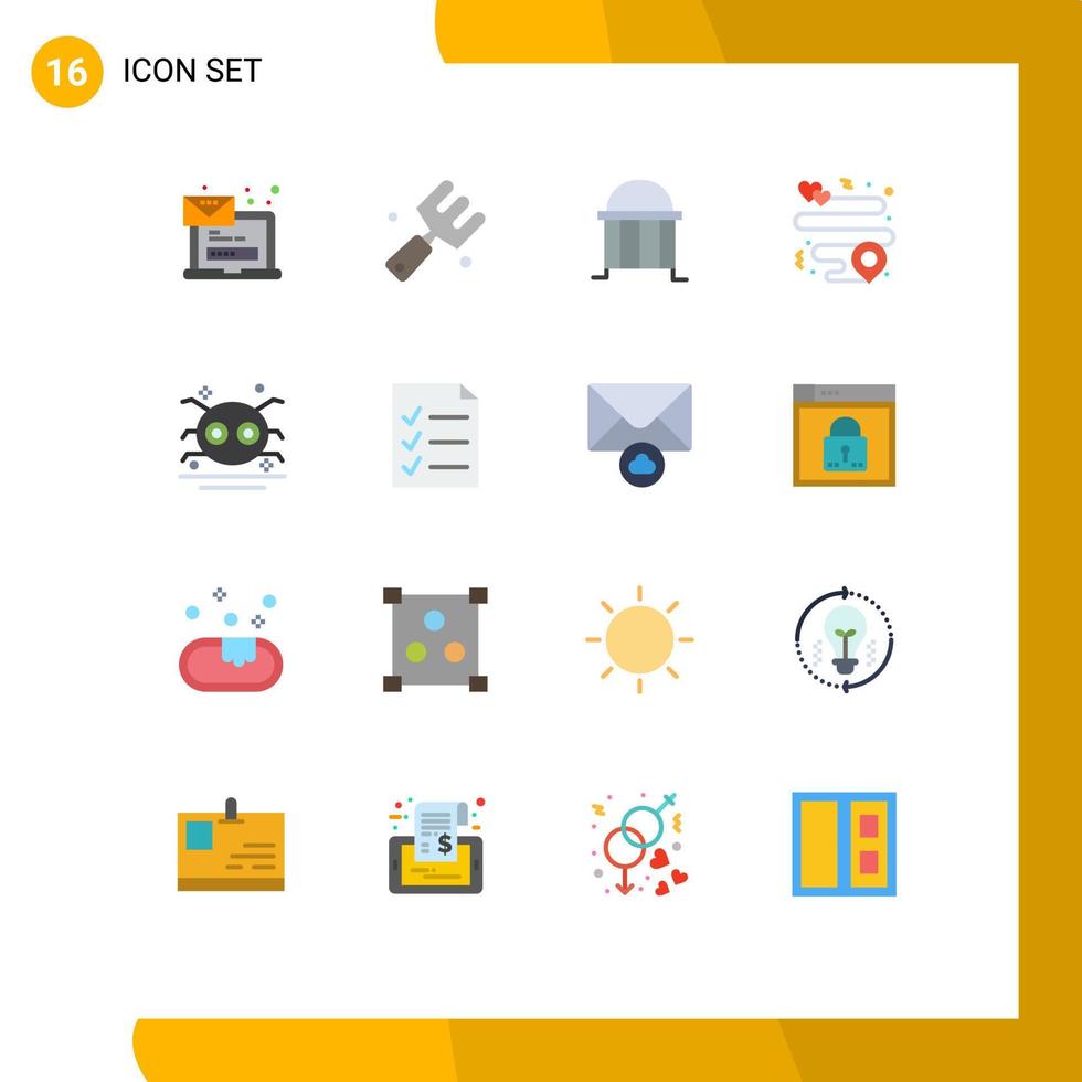 Universal Icon Symbols Group of 16 Modern Flat Colors of halloween location fork heart column Editable Pack of Creative Vector Design Elements