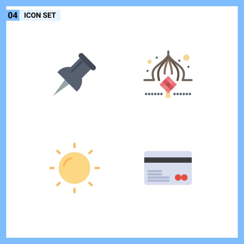 4 Flat Icon concept for Websites Mobile and Apps marker card mosque eid ecommerce Editable Vector Design Elements