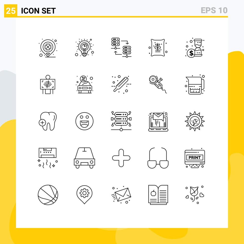 Set of 25 Modern UI Icons Symbols Signs for money seeds server farming agriculture Editable Vector Design Elements