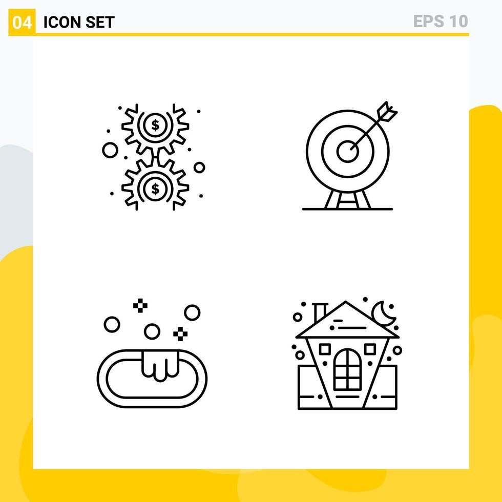 Collection of 4 Universal Line Icons Icon Set for Web and Mobile vector