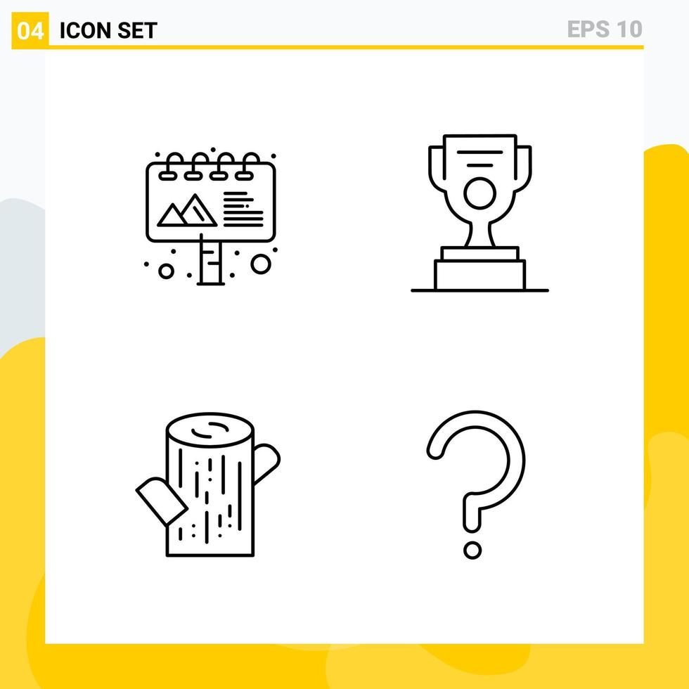 Collection of 4 Universal Line Icons Icon Set for Web and Mobile vector