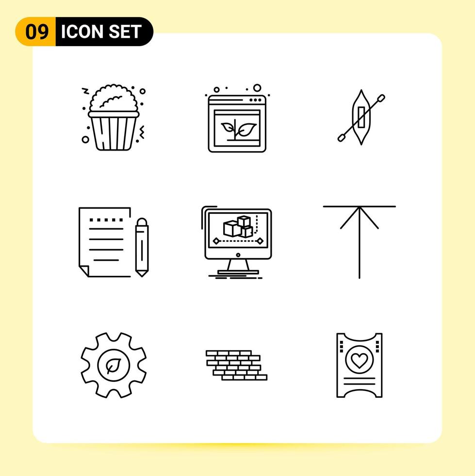 9 Creative Icons for Modern website design and responsive mobile apps 9 Outline Symbols Signs on White Background 9 Icon Pack vector