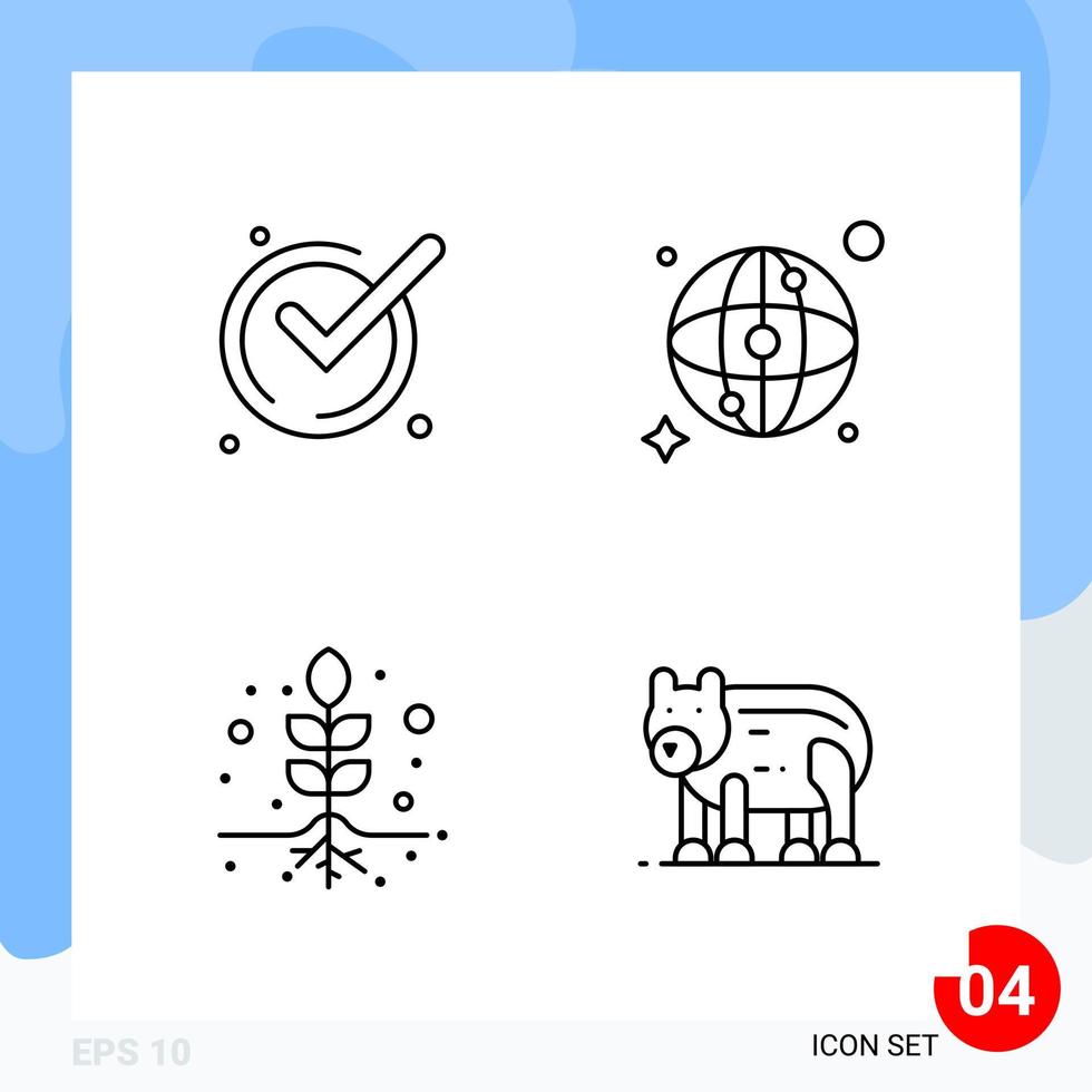 Modern Pack of 4 Icons Line Outline Symbols isolated on White Backgound for Website designing vector