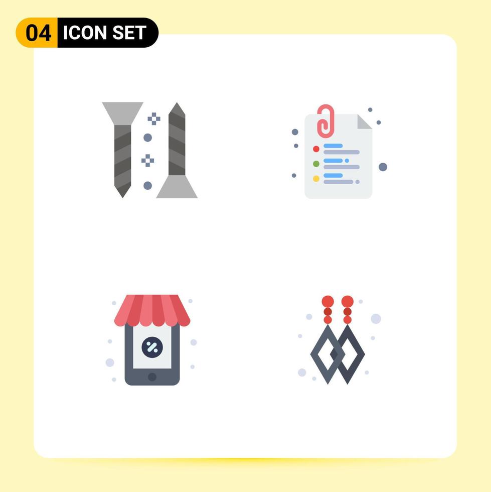 4 Creative Icons Modern Signs and Symbols of construction shopping self tapping school custom earrings Editable Vector Design Elements