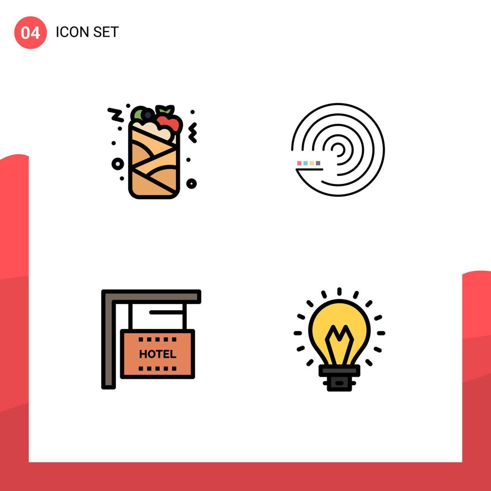 Set of 4 Modern UI Icons Symbols Signs for can hanging food forecasting model hotel Editable Vector Design Elements
