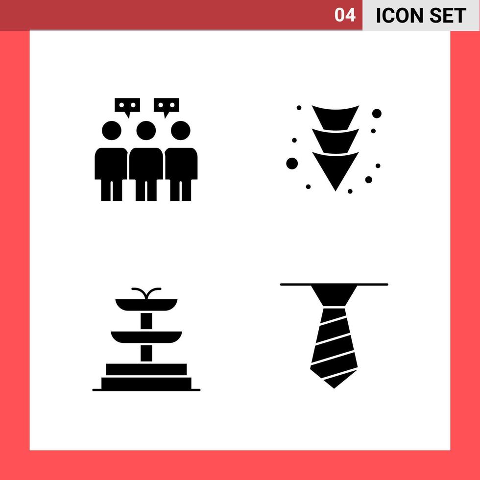 4 Icon Pack Solid Style Glyph Symbols on White Background Simple Signs for general designing vector