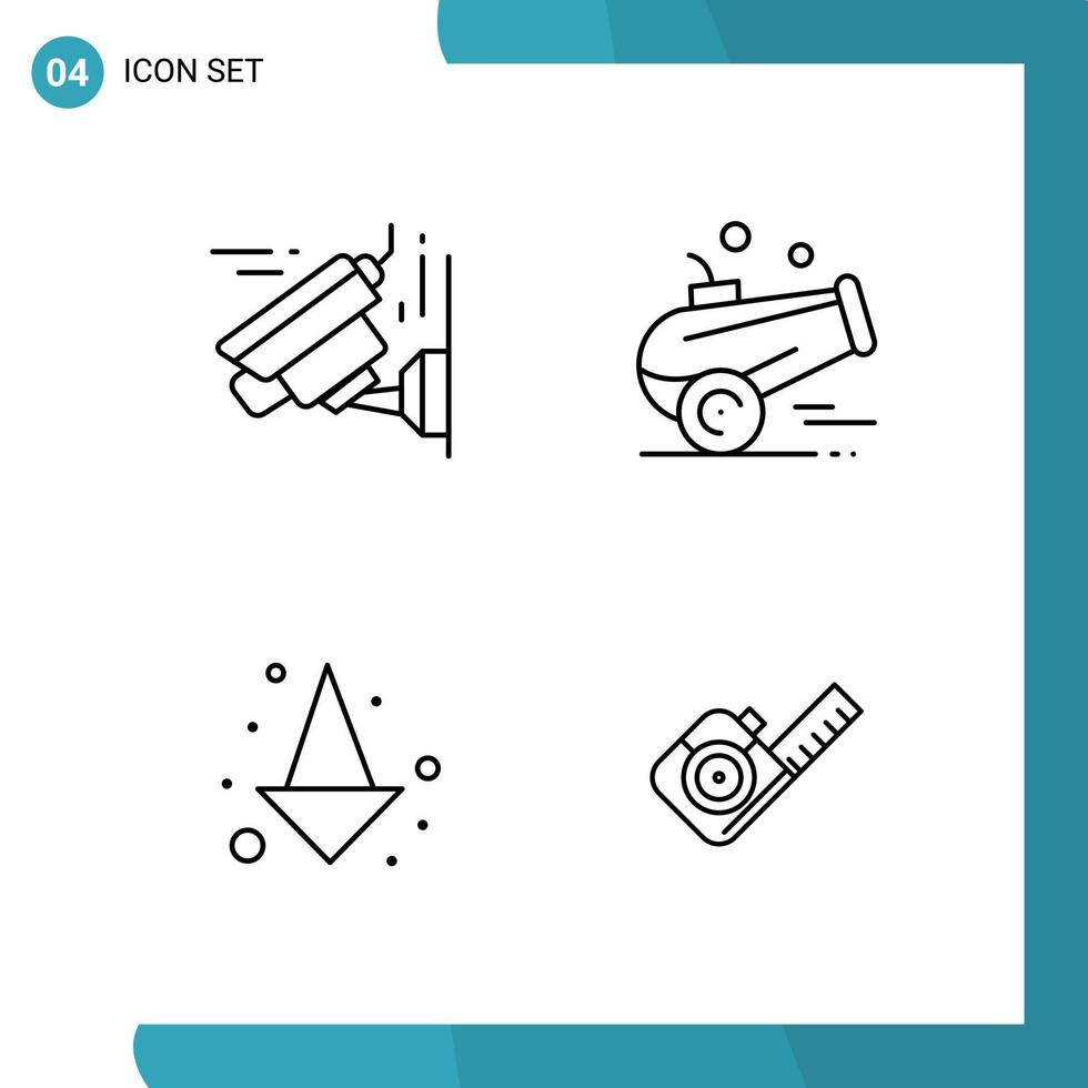 Vector Pack of 4 Outline Symbols Line Style Icon Set on White Background for Web and Mobile